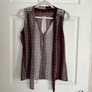 Tie front sleeveless blouse